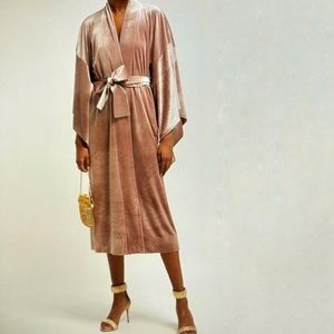 Norma Kamali Pink Velvet Robe Dress